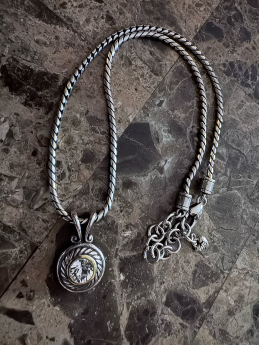 Brighton Two-Tone Silver & Gold Halo Crystal Necklace